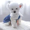 Köpek giyim 10pc/lot evcil hayvan jean elbise fransız tarzı köpek yavrusu kot etek prenses bahar yaz kıyafetleri