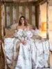 Robe de mariée trapèze en dentelle florale, épaules dénudées, traîne colorée, Illusion de dos, robe de mariée pour femmes