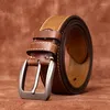 Cinture Cintura in pelle vecchia retrò fatta a mano larga 3,8 cm Fibbia ad ago da uomo Pura pelle bovina Casual All-in-one