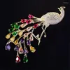 Pins Broches Colorf Crystal Phoenix Pauw Voor Vrouwen Luxe Zirkoon Broche Pin Decoratie Kostuum Pak Sjaal Dier Sieraden Drop Deli Otmn3