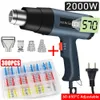 Industrial Heat Gun 2000W Air Gun Air Dryer för lödning av termisk fläkt krympning av inslagsverktyg med 300st trådanslutningar 240325