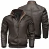 2024 nova primavera outono jaqueta de couro vintage dos homens busin casual marrom motocicleta jaqueta blusão plus size casaco com zíper c1nn #