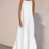 Casual Dresses Women A-line Dress Elegant Shoulderless Maxi For Ankle Length Vest Style Summer With Side Ladies