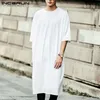 New Fashion Men T Shirt Short Sleeve Hip-hop Solid Long Tee Shirt Tops Streetwear Korean Casual Longline Men T-shirt 5xl Y19060601