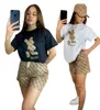 Women Dwuczęściowy strój Summer Nowe dresy mody domowe krótkie szorty wydrukowane garnitur żeńska darmowa wysyłka