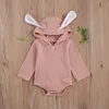 Jumpsuits Born Baby Girls Boys Romper Solid Bear Ear Hooded Long Sleeve Button Lovely 0-18M Drop Delivery Kids Maternity Clothing Romp Dhv97