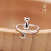 Japan and South Korea Sterling Silver Ring Female Super Cute Kitten Adjustable Fashion Personality Meow Star Human Index Finger Ring Jewelry Tail