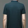 Upto 4XL Летняя мужская рубашка-поло с короткими рукавами и открытыми плечами, дышащая деловая модная футболка из ледяного шелка, мужская брендовая одежда 240320