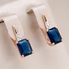 Boucles d'oreilles Kinel brillant carré bleu naturel Zircon anglais pour femmes 585 or Rose mixte argent luxe fête de mariage bijoux quotidiens