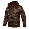 2023 Neue Männer mit Kapuze Lederjacken Herbst Casual Motorrad PU Jacke Biker Ledermäntel Marke Plus Size Kleidung W9cn #