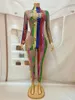 مرحلة ارتداء راقصة راقصة المغني الأداء مرآة بذرة رقص زي رينستون رترات رترات الضيق bodysuit حفلة ملهى ليلي الزي الليلي