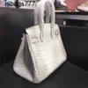 Sac à main en cuir véritable Bk Luxurys Lady Begonia Luxe Crocodile Motif Demi Couture Fil de Cire Femme pour Lesbiennes