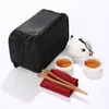 Teegeschirr Sets Chinesische Teaset Keramik Tragbare Teekanne Set Outdoor Reise Gaiwan Tee Tassen Zeremonie Teetasse Mit Einkaufstasche Feine geschenk