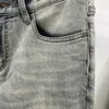 Jeans pour hommes Designer Brand 2024 Paris War Horse Printemps / Été Marque de mode haut de gamme pour hommes gris fumé élastique slim denim broderie tout match