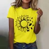 Mulheres camisetas Mulheres Girassol Camisa de Verão Solta Blusa Tops Menina Camada Tee Manga Longa Atlético Top Tan Raglan