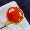 Bagues de cluster en gros Myanmar Naturel A-Niveau 18K Red Jade Ring Ornement avec certificat