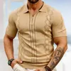 رجال Polos Fashion Summer Summer Polo Shirt مخططة غير رسمية Tees Tees Men Label Pullover Short Sleeve Tops Clothing