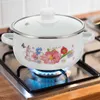 Double Boilers 3 Pcs Portable Cooking Pot Soup Delicate Stockpot Camping Double-handle White Household Enamel Stew