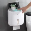 Hållare dubbelskikt toalettpappershållare Vattentät multifunktion Vävnadslåda Väggmontering Roll pappersställ Toalettrulle Dispenser Portable