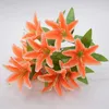 Decorative Flowers Multicolor Artificial Lilis Exquisite Plastic 10 Heads Bridal Flower Bouquet Realistic Silk Wedding Home Party Decor