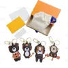 Luisly Keychain Vuttonlys新しい漫画Tiger Monkey Old Flower Keychain Donkey Brand Leather Teddy Bear Lionキーチェーンバッグペンダント