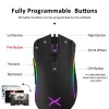 Möss New Delux M625 PMW3360 Sensor Gaming Mouse 12000DPI 7 Programmerbara knappar RGB Backlight Wired Mice med Fire för FPS Gamer