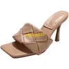 Lido Mule Sandals Botteg Veneta Slippers Ashiges Internet Famous Dfbv Square Toe Sandals Spring and Summer Woven Diamond Patterned Checkere have logo HB1K