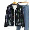 Jaqueta jeans colorida estampa Cott Mens Fi Outerwear Oversize Punk Hip Hop Street Wear Casaco vintage 2024 c1Ag #