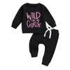 Kleidungssets Kleinkind Mädchen 2-teiliges Outfit Briefdruck Langarm-Sweatshirt und elastische Jogginghose Set Baby süße Herbstkleidung