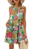 Vestido de Mujer summer dresses for women Polyester Crew Neck Summer Conventional Sleeve Bohemian Dresses Sleeveless Floral Casual S 2XL green dress bath robe skirt