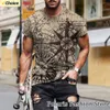 Summer Vintage Compass T Shirt Men 3D Printing Map Tshirt Fi Street T-shirt Kort ärm överdimensionerade toppar Mänkläder R67D#