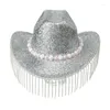 قبعات Berets Vacation Cowboy Hats Diamond Hand Hand Crystal Gift for Girl Cowgirl Hat Carnivals Music Festival