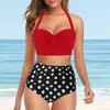 Maillots de bain pour femmes Maillot de bain Été Vintage Mode Polka Dot Imprimé Sexy Push Up Soutien-gorge Bikini Deux Pièces Ensemble Beachwear