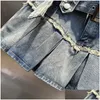 Skirts 2024 Spring Summer Denim Pleated Skirt Women High Waist Slim A-Line Mini Q614 Drop Delivery Apparel Womens Clothing Ot4Ny