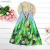 Flickans klänningar Sommarflickor Floral Dress Sling Ruffles Bohemian Beach Princess Dresses For Girl Clothing 2 6 8 12 år med halsbandsgåva YQ240327