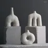 Vasi Ceramica Bianca Vaso Opaco Arte Astratta Moderna Scultura Nordica Soggiorno Ufficio Desktop Decorazione di Fiori Secchi Tavolo