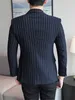 Formale 2024 Neue Ankunft Grau Streifen Spitzen Revers Tux Männer Slim Fit Anzüge Mantel Jacke Nur 1 Stück Für hochzeit Party Wolltuch V0ju #