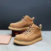 Scarpe Casual Stile britannico High Top Uomo Suola spessa Designer Lavoro all'aperto Sport Appartamenti Gioventù Vera pelle Derby Uomo 5A