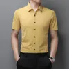 Męskie gładkie jedwabne koszule Summer Seaml Ubrania Oficer Man Pure Color Streetwear Krótkie rękawe Męskie koszulki Dr M14V#