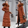 Damen Daunenparkas Baumwolle Solide FL Taschen Reißverschlüsse Weiblicher langer Mantel Schlanker Parka Gepolsterte Jacke Winter Dicke warme Windjacke Drop Delive DHRSV