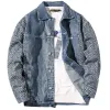 Denim Jacken Mann Herbst Muster Jeans Mantel für Männer Japanische Geometrie Spliced Korea Designer Trendy Günstige Preis Stilvolle Board F0JR #