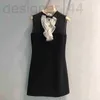 Basic & Casual Dresses designer ack dress Heprn style small la twork collar lerity slveless vest skirt suer D53S