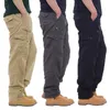eenvoudige cott overall heren casual broek elastische taille grote maat broek met meerdere zakken site 84bU #