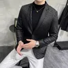 Brand Clothing Jesien Blends Men Blazers Slim Fit Casual Mewneder Wedding Busin Dr Pleats Social Office Costume Homme i3aa#