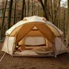 Tält och skyddsrum Integrerade hexagonala tält utomhus camping biomimetisk designgigant grodtält strand tak tak solskade bilstuga tält kan rymma 3-5 personer24327
