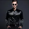 Mens Satin Silk Dress Shirt Long Sleeve Slim Business Formal Casual Tops Classic 240318