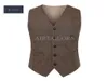 2018 New Vintage Wool Brown Herringbone Tweed Bests Brand Mens Suit Best Slim Fit Farm Wedding Vest Men Formal Waistcoat Men8055511