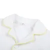 Été bébé vêtements blanc Seersucker 100% coton à manches courtes enfants pyjamas ensemble frères et sœurs correspondant à volants garçons filles pyjamas 240314