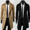 Herfst Winter Mannen Lg Trenchcoat Double-Breasted Effen Kleur Eenvoudige Mid-Lengte Winddicht Dikke Britse Fi Slanke jas Y7Vd #