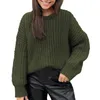 Pulls pour femmes automne et hiver pull décontracté à manches longues pull col rond côtelé haut en tricot tunique longueur hauts pour les femmes